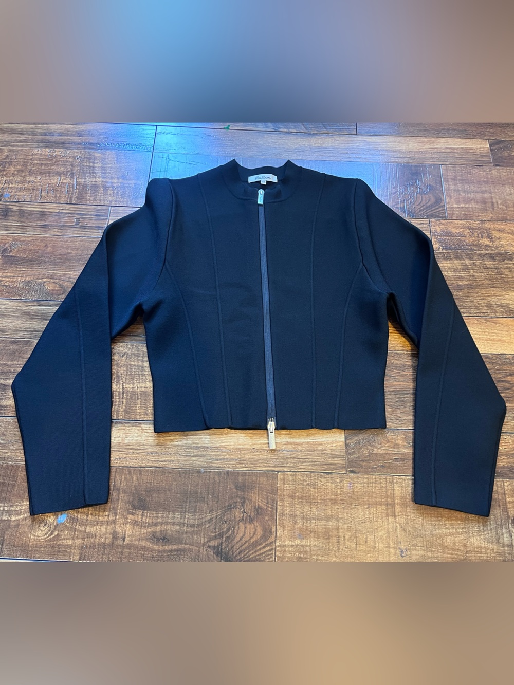 Cropped Black Zip-Front Bomber Jacket